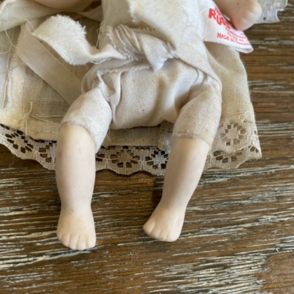 Vintage RUSS Baby Doll Porcelain Bisque Head Arms Leg Cloth Body Blue Eyes Dress - Picture 5 of 10